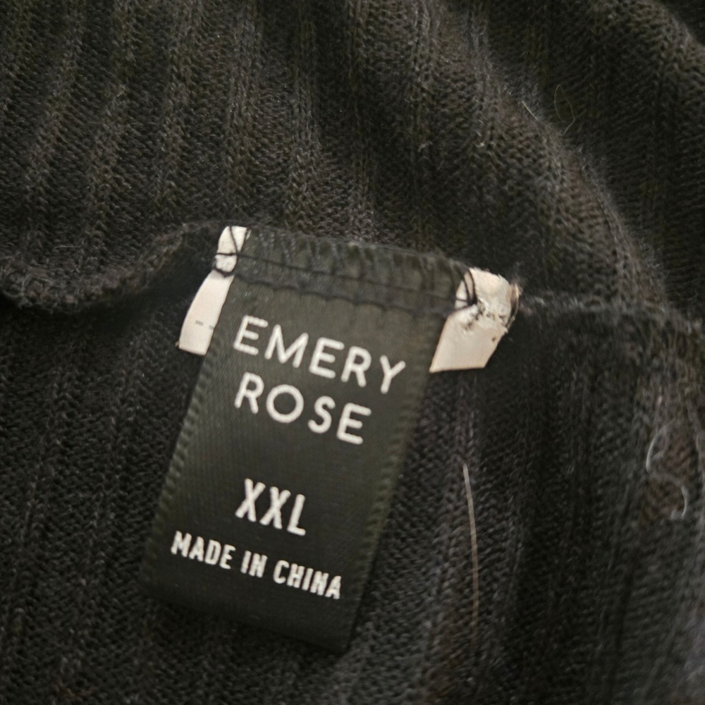 Emery Rose Sweater Womens XXL Black Ribbed Open Front Cardigan Shawl Collar - Picture 2 of 8